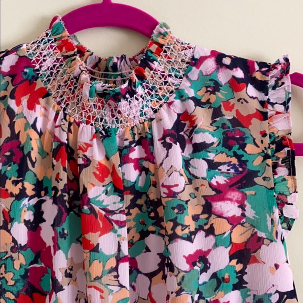 NWOT - J. Crew Sleeveless Mock neck Smocked Top - Picture 4 of 8
